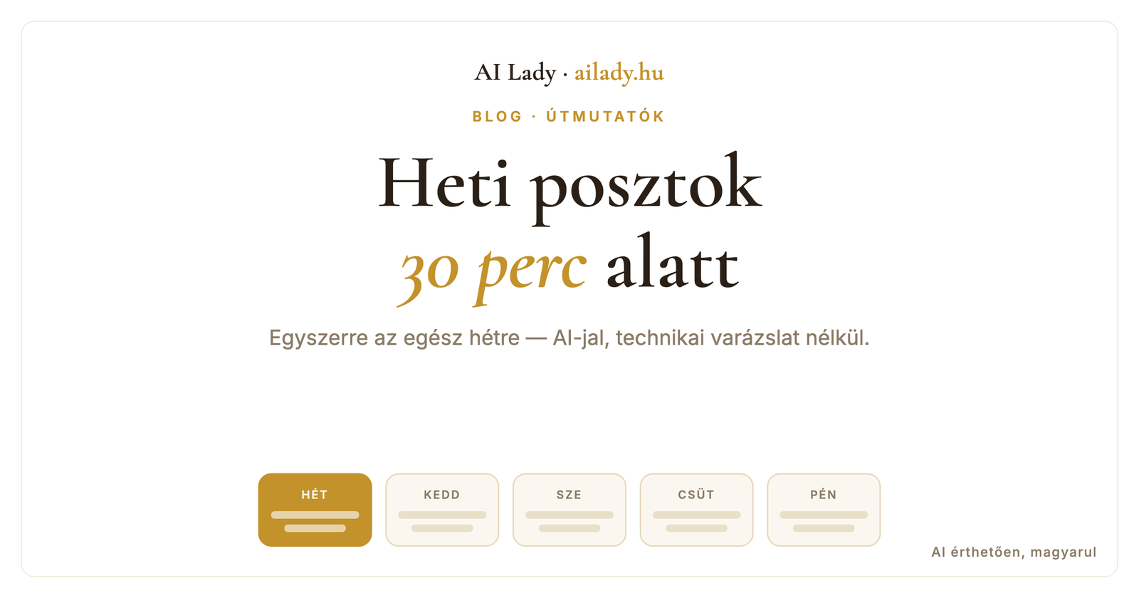 Heti közösségi posztok 30 perc alatt — AI-jal