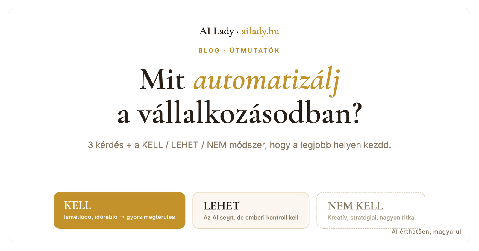 Mit automatizálj a vállalkozásodban? Így ismerd fel a jó célpontot