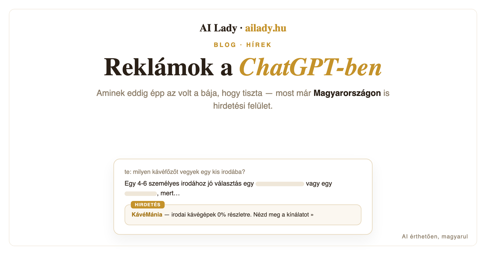 Reklámok a ChatGPT-ben — és már Magyarországon is